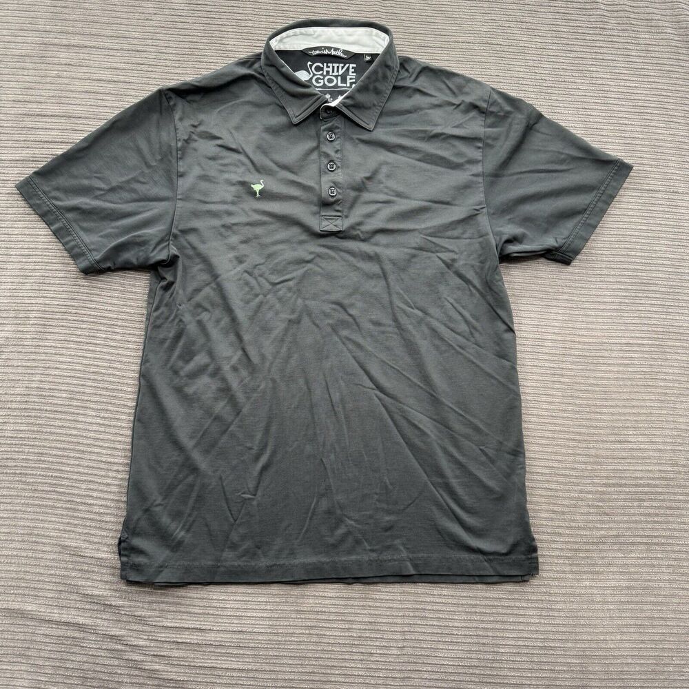 Travis Mathew Chive Golf Polo‎ Shirt Men Large Black Polyester Golf Golfing.